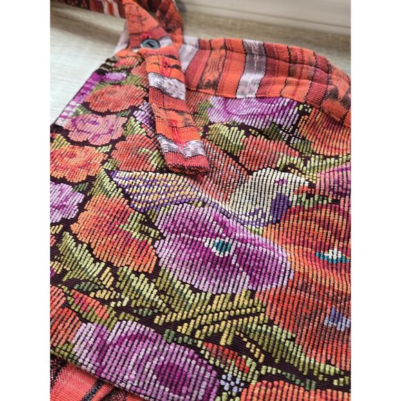 VINTAGE Women's Guatemalan Huipil Tapestry Floral Overalls Jumpsuit M Hippie - Picture 7 of 15